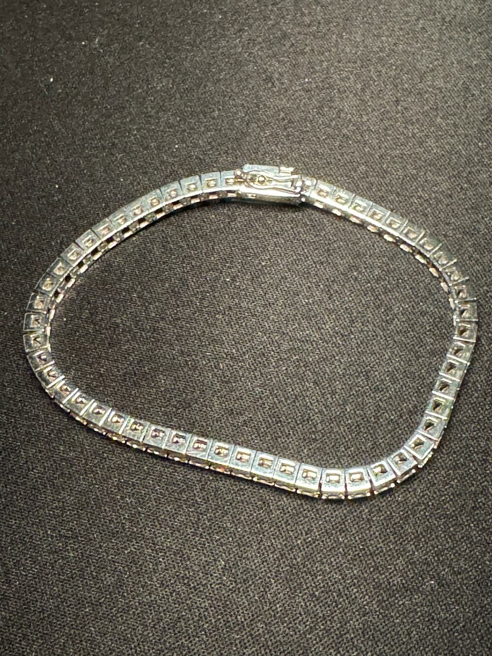 925 Sterling Silver Princess Cut Tennis Bracelet 7in